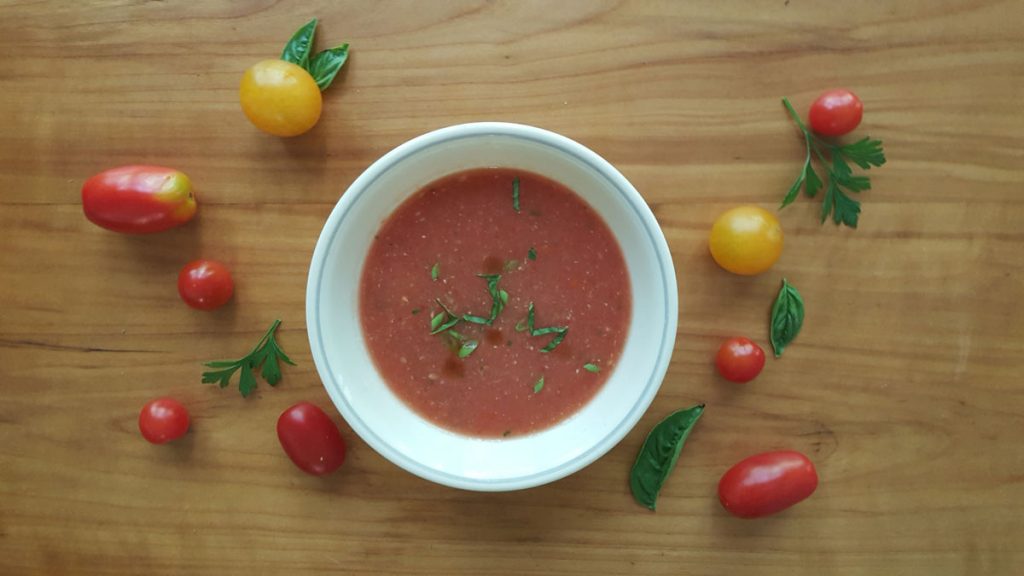 Gazpacho Soup - Cold Tomato Cucumber Soup Recipe from Kristys Barn